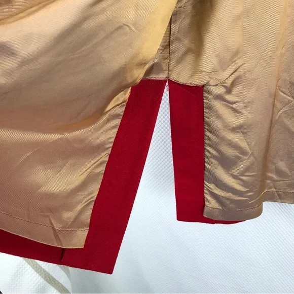 MALLI MARI Vintage 90’s Finland Red Wool Coat Fully Lined Gold Crest Buttons XL - Picture 3 of 8